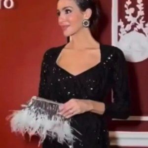 ZARA FEATHERED RHINESTONE BAG